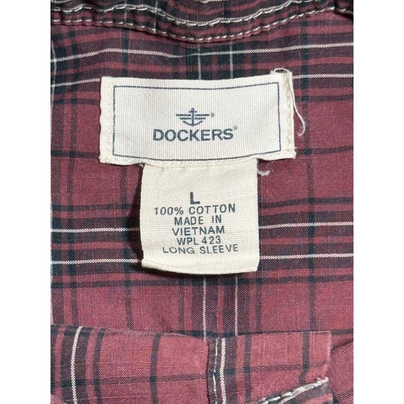 Dockers Long Sleeve Plaid Button Up Shirt‎ Men's Size L Red Black White - Picture 7 of 7
